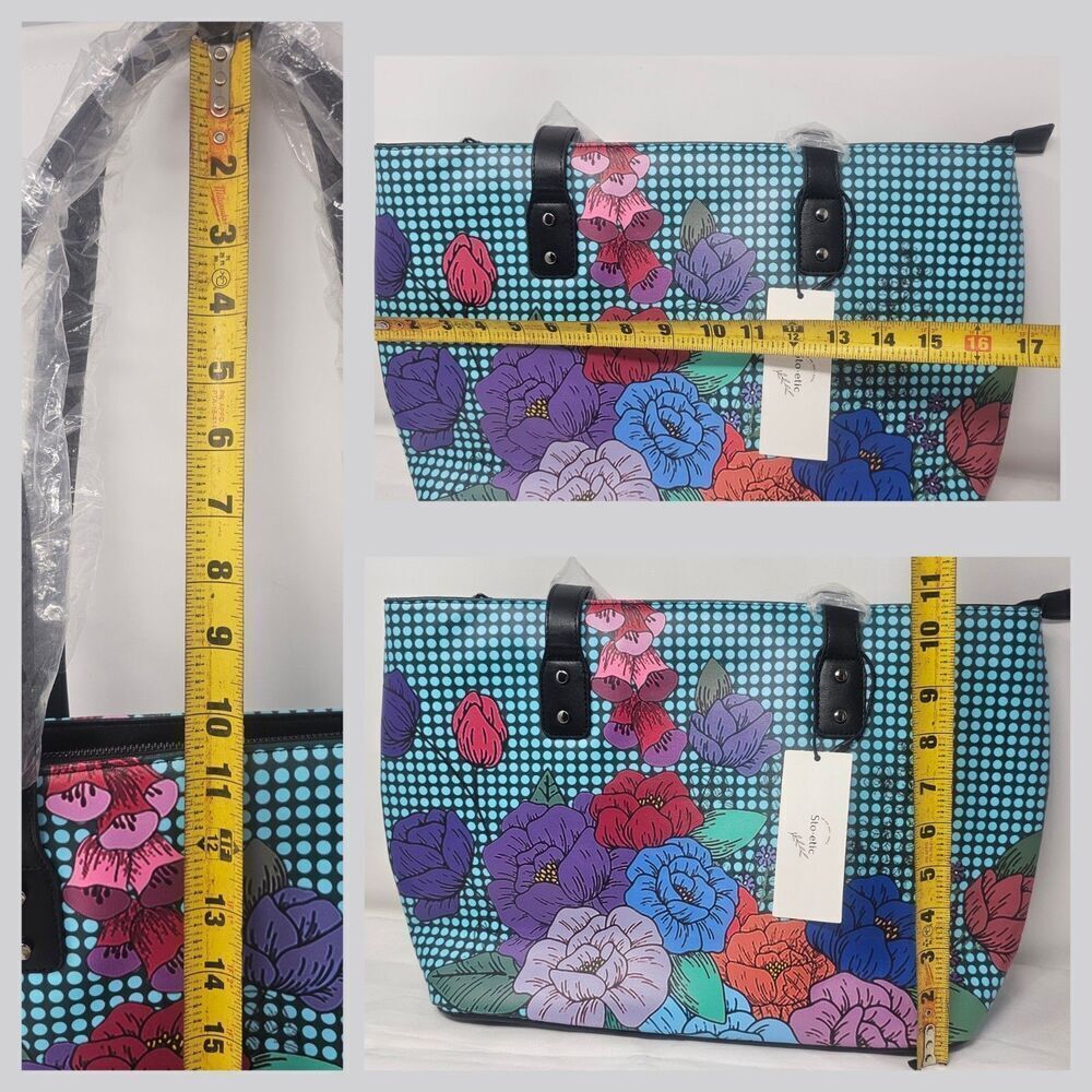 Sto-etic Faux Leather Grab N Go Floral Tote Laptop Diaper Bag - Picture 11 of 14